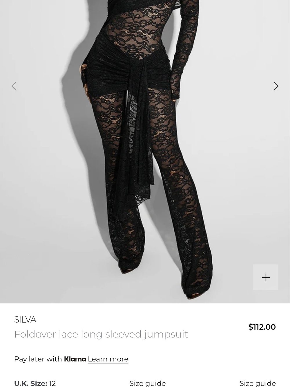 STUNNING never worn "Tags are stilSilva Black Lace Long-Sleeve Foldover Jumpsuit
